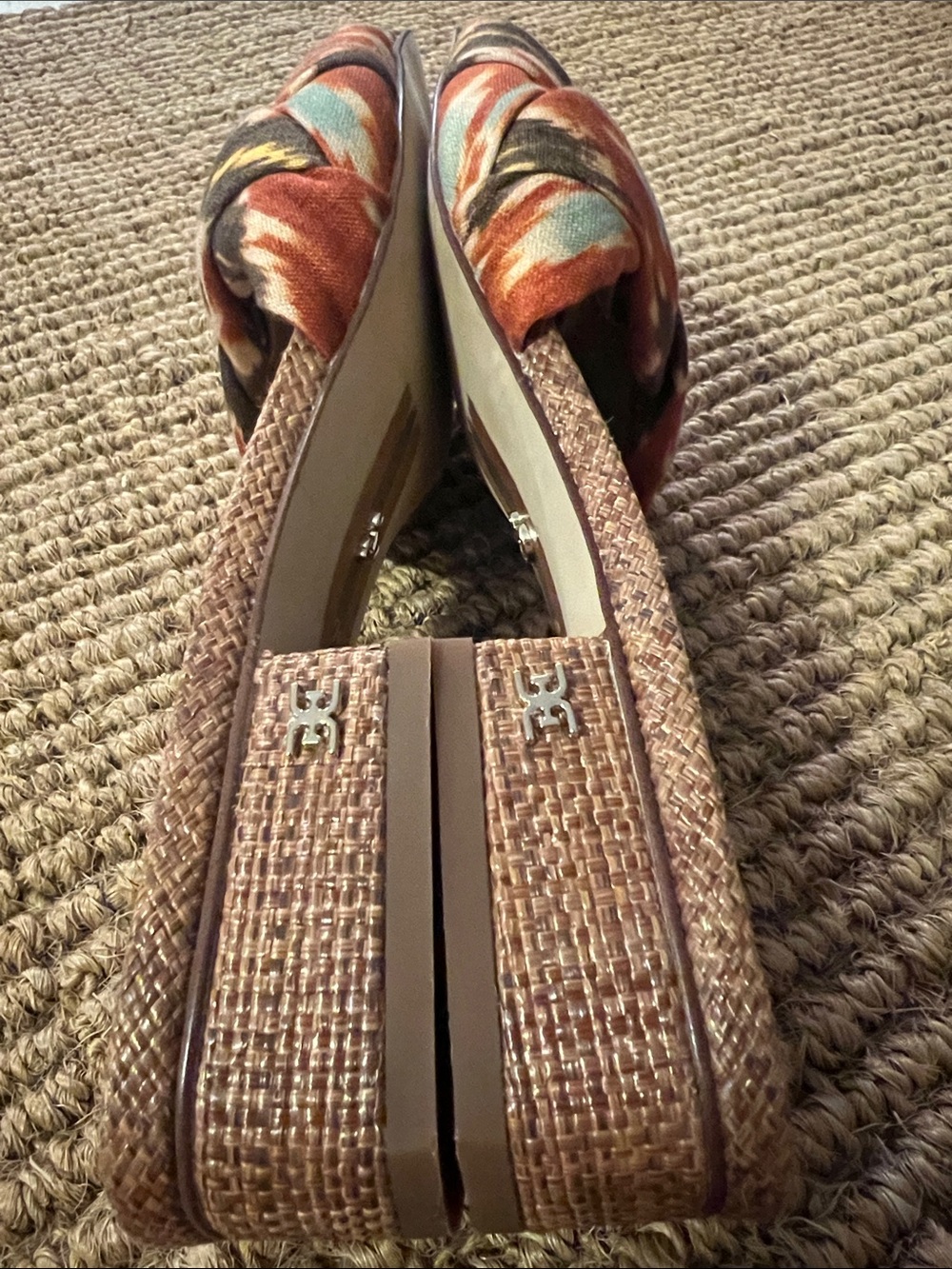 Sam Edelman Dawson Sunset Orange Multi Block Heel Slip On Size 7.5 NWOB - Picture 6 of 7